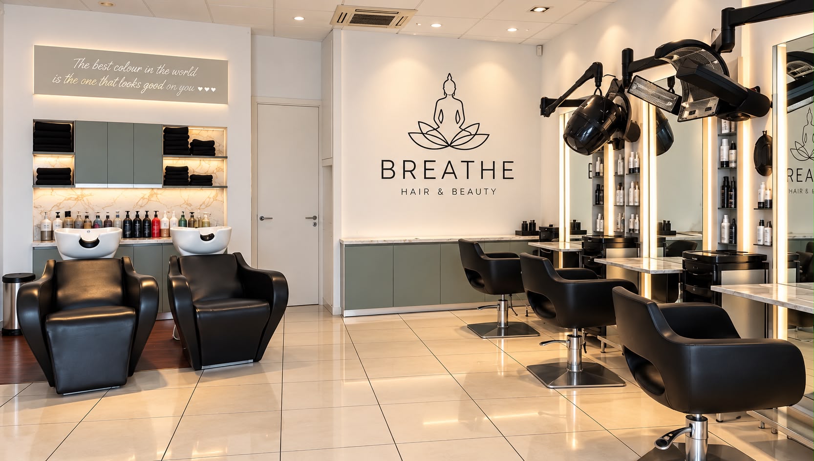 Breathe Hair & Beauty salon interior backwash
